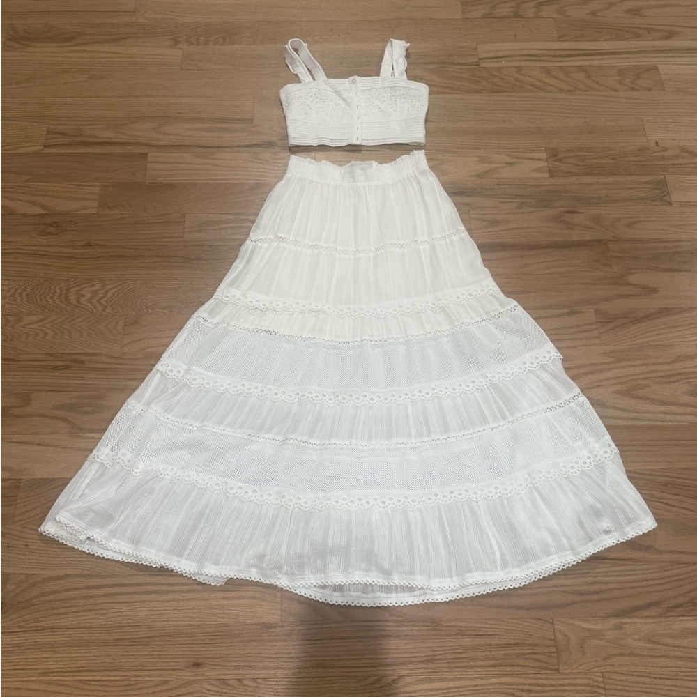 Heartloom White Tiered Maxi Skirt & Tank Set